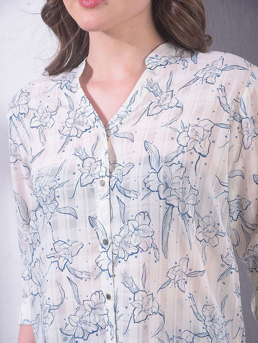 women printed three quarter sleeve regular shirt - 22391585 -  Standard Image - 1