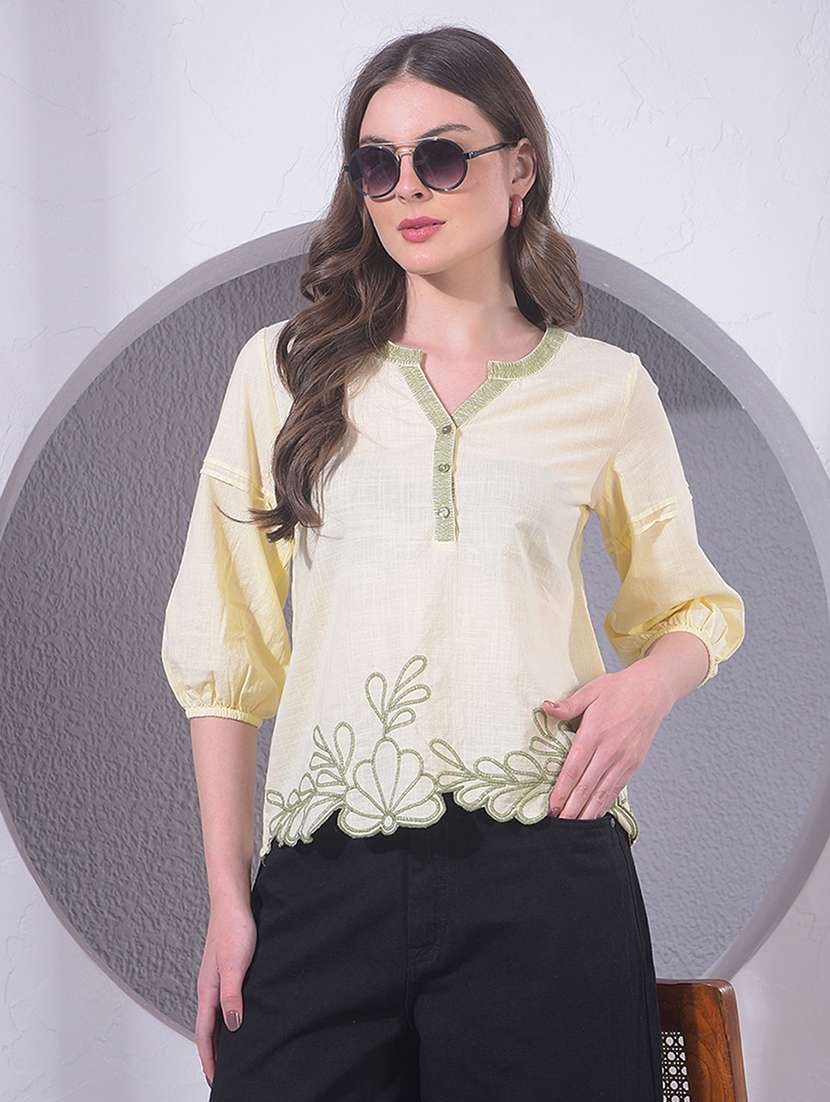 women three quarter sleeve regular top