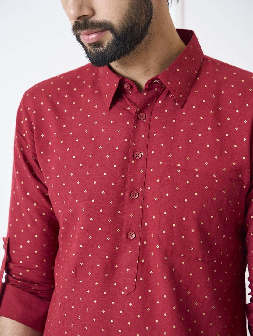men printed long sleeve kurta pyjama set - 22391682 -  Standard Image - 1