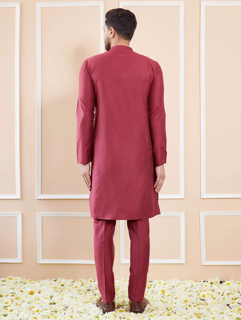 men solid long sleeve kurta pyjama set - 22391691 -  Standard Image - 4