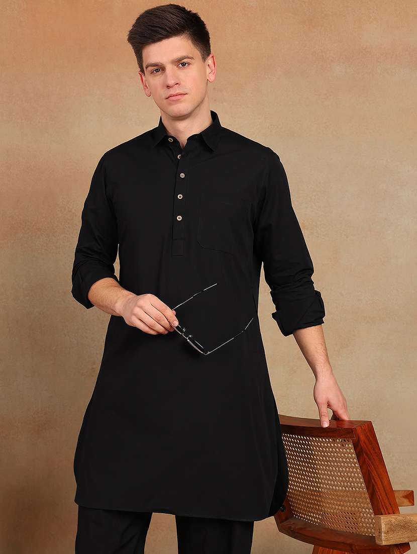 men solid long sleeve pathani ethnic wear set - 22391708 -  Standard Image - 1
