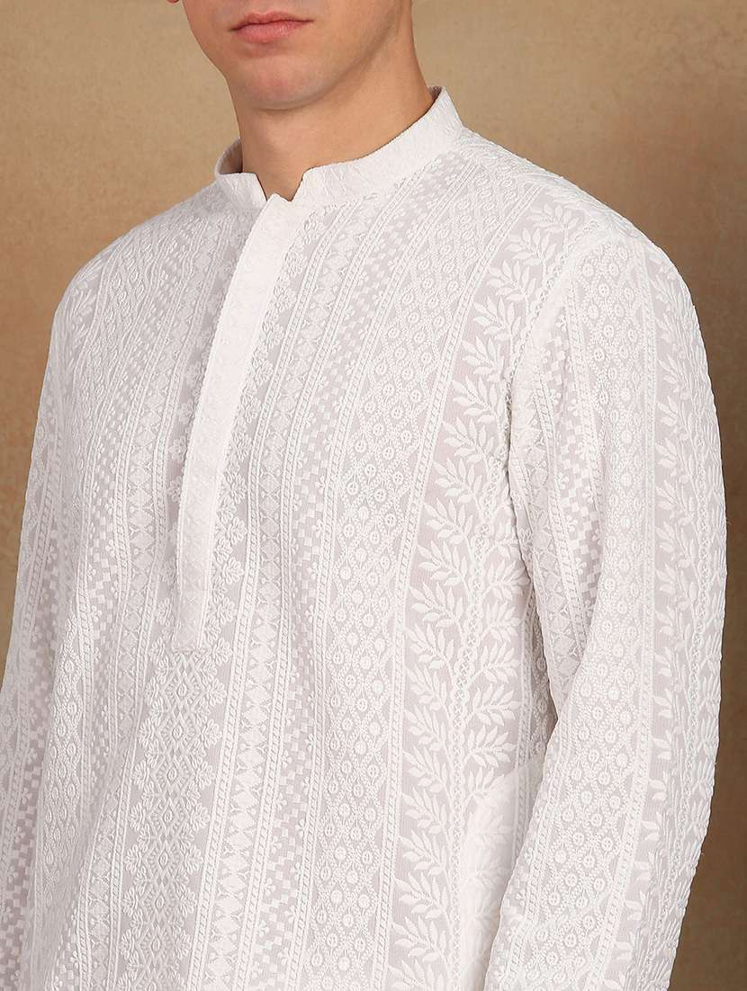 men self design long sleeve kurta salwar set - 22391724 -  Standard Image - 1