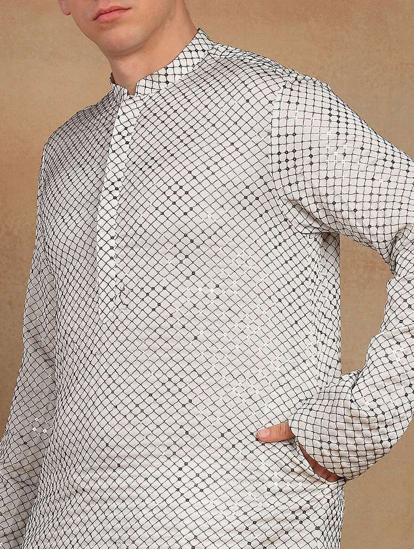 men self design long sleeve kurta pyjama set - 22391727 -  Standard Image - 1