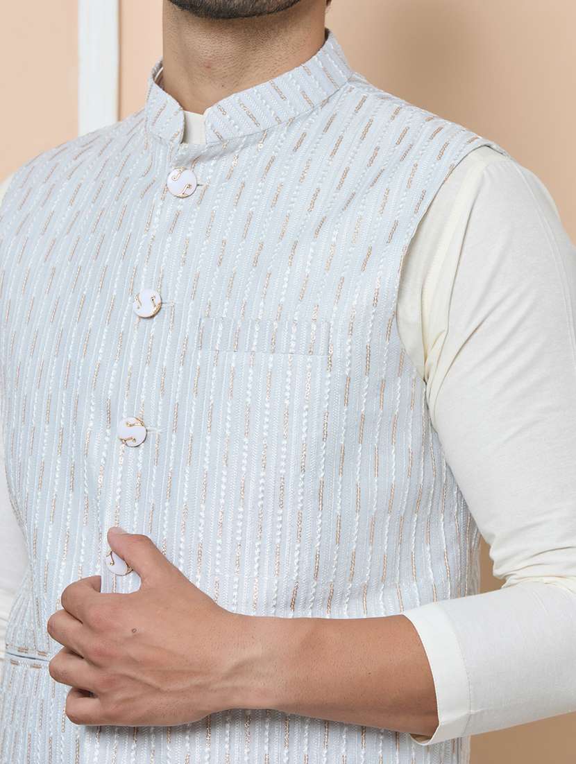 men self design sleeveless nehru jacket - 22391893 -  Standard Image - 1