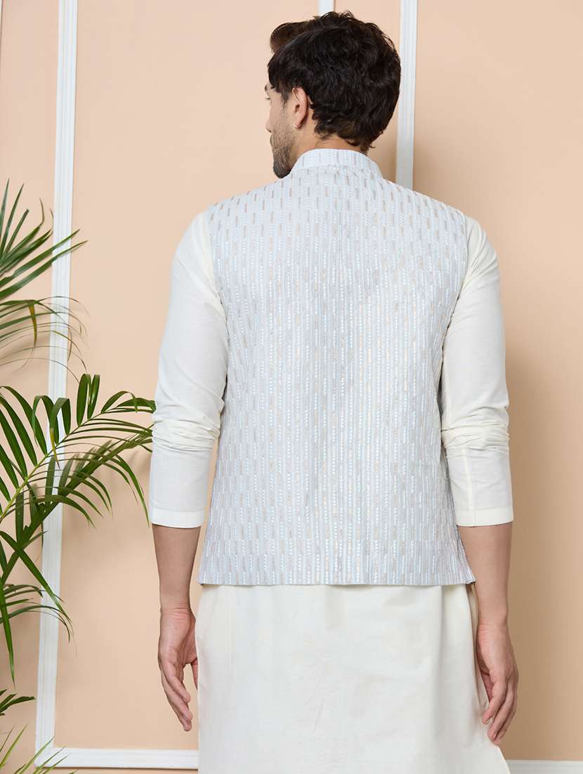 men self design sleeveless nehru jacket - 22391893 -  Standard Image - 4