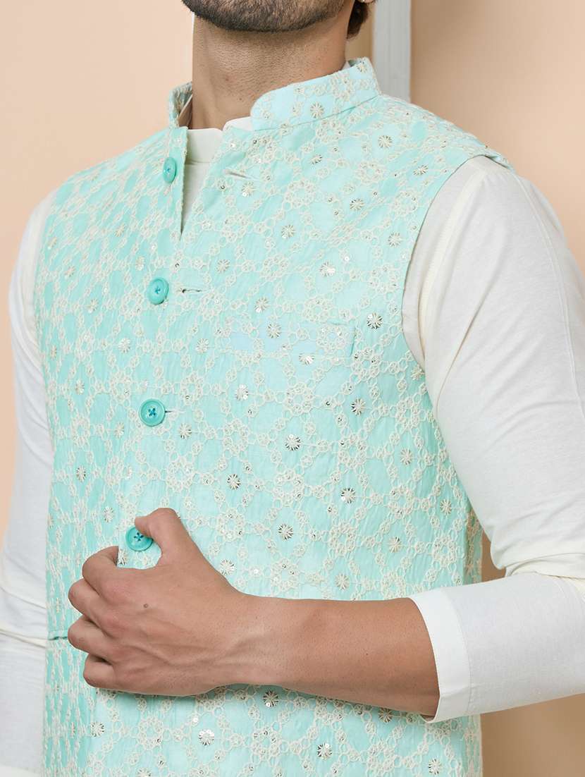  men self design sleeveless nehru jacket - 22391894 -  Standard Image - 1