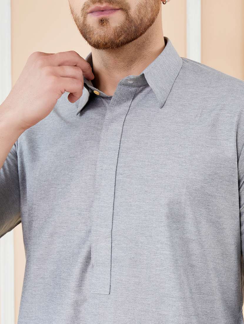 men solid long sleeve kurta - 22391916 -  Standard Image - 1