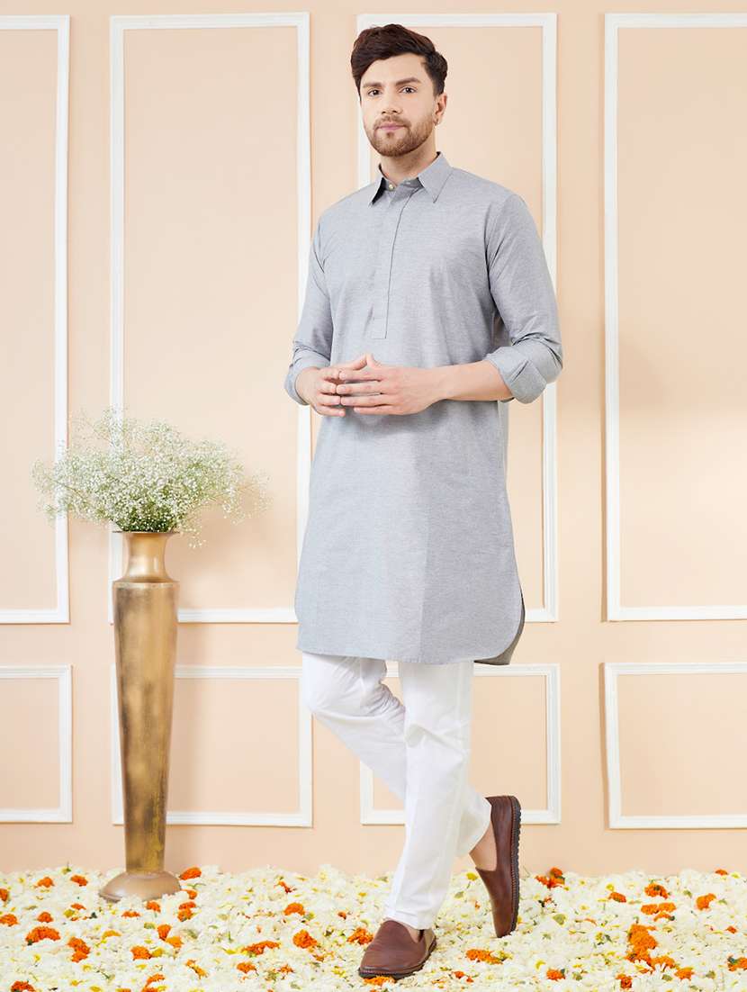 men solid long sleeve kurta - 22391916 -  Standard Image - 4