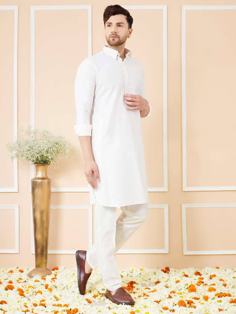 men solid long sleeve kurta - 22391918 -  Standard Image - 4