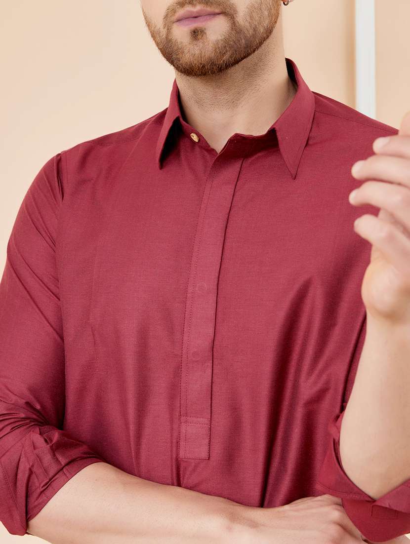 men solid long sleeve kurta - 22391920 -  Standard Image - 1