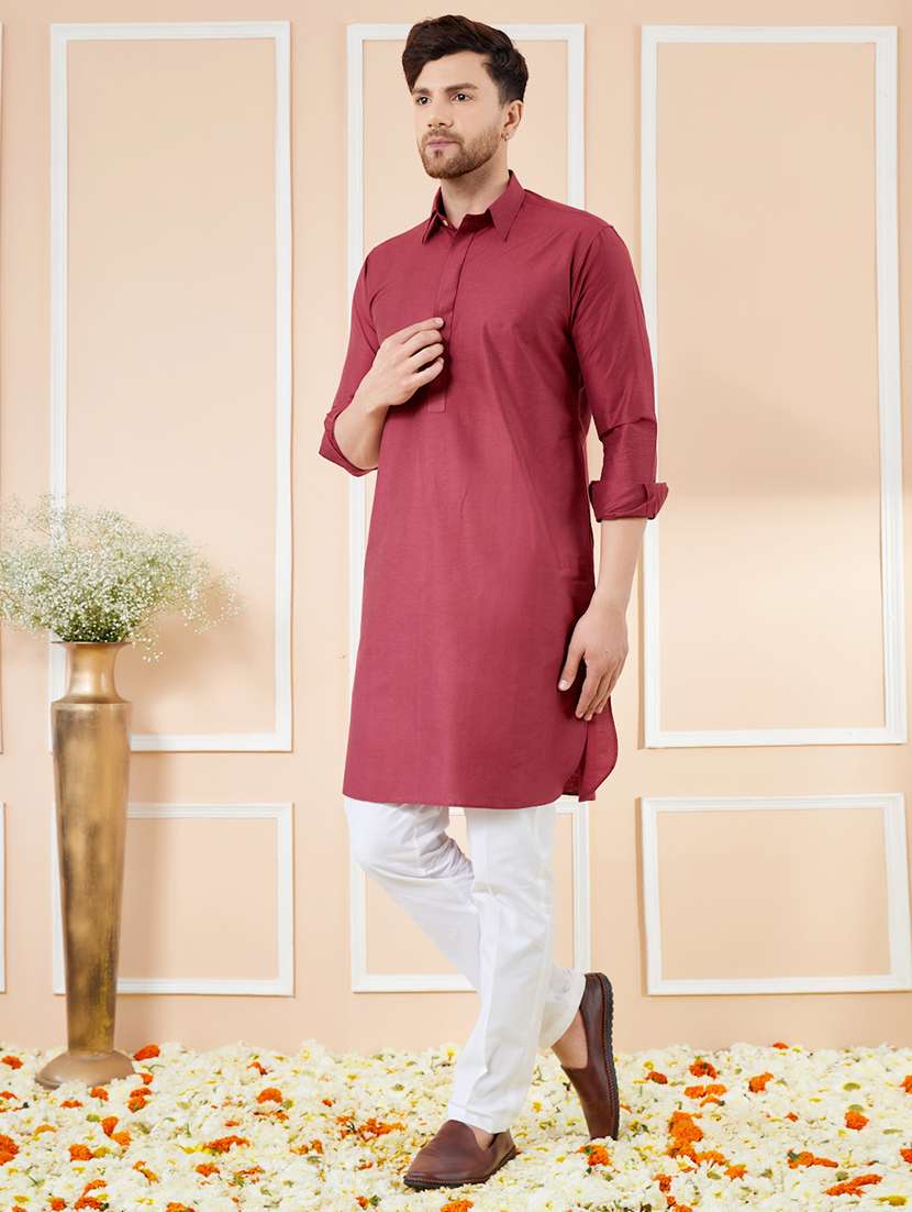 men solid long sleeve kurta - 22391920 -  Standard Image - 4
