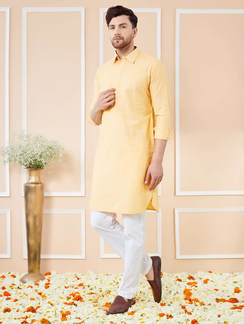 men solid long sleeve kurta - 22391921 -  Standard Image - 4