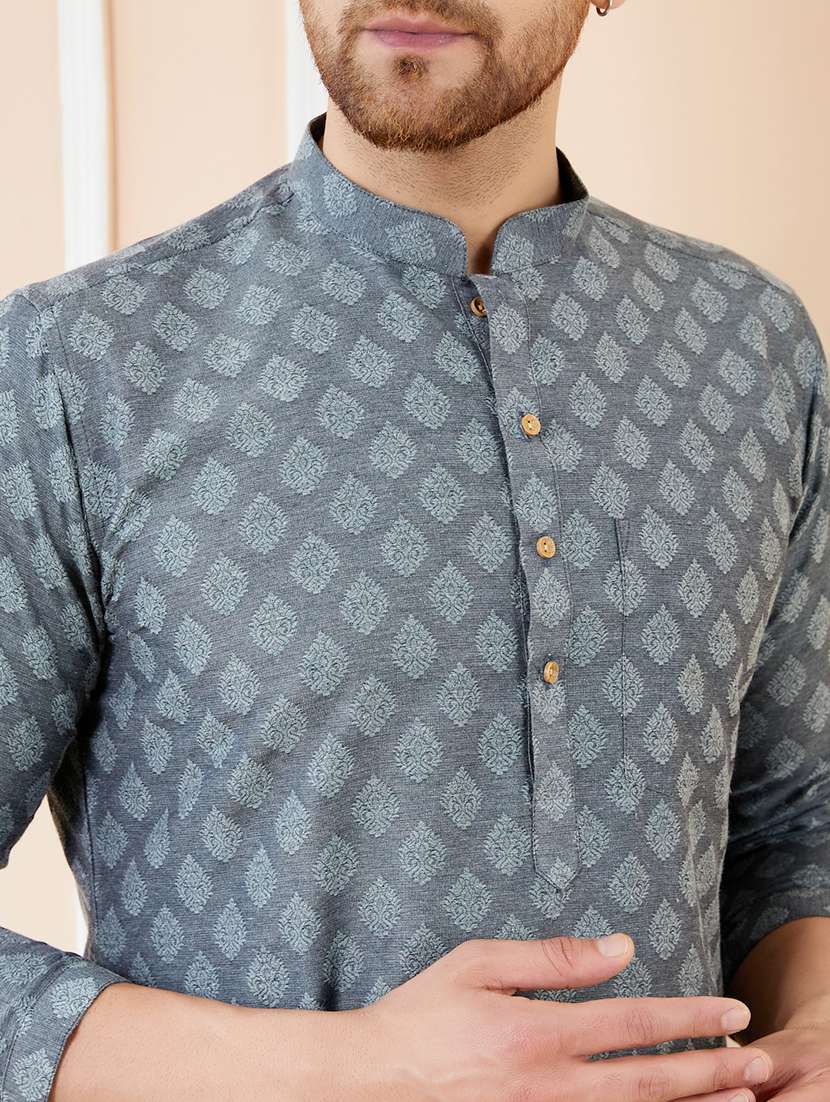 men printed long sleeve kurta - 22391931 -  Standard Image - 1