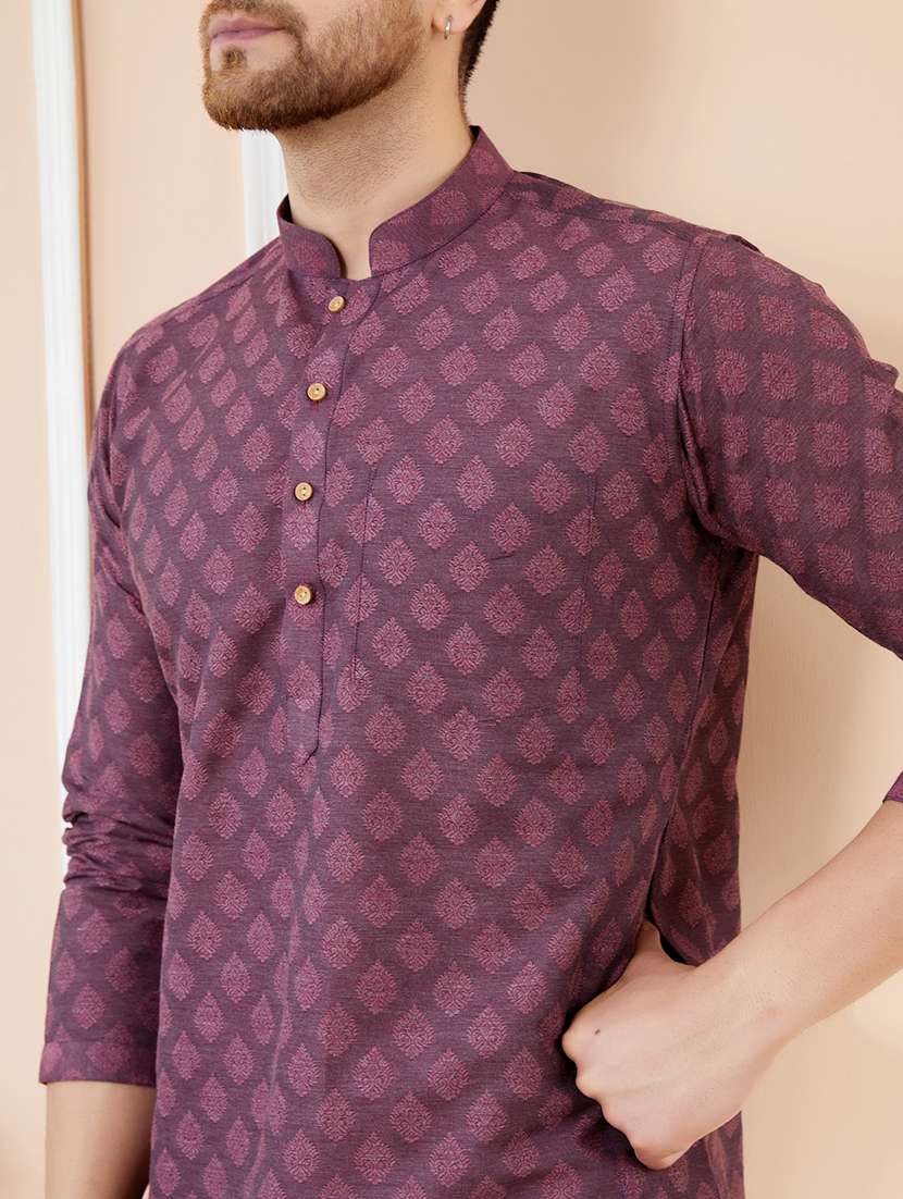 men printed long sleeve kurta - 22391934 -  Standard Image - 1