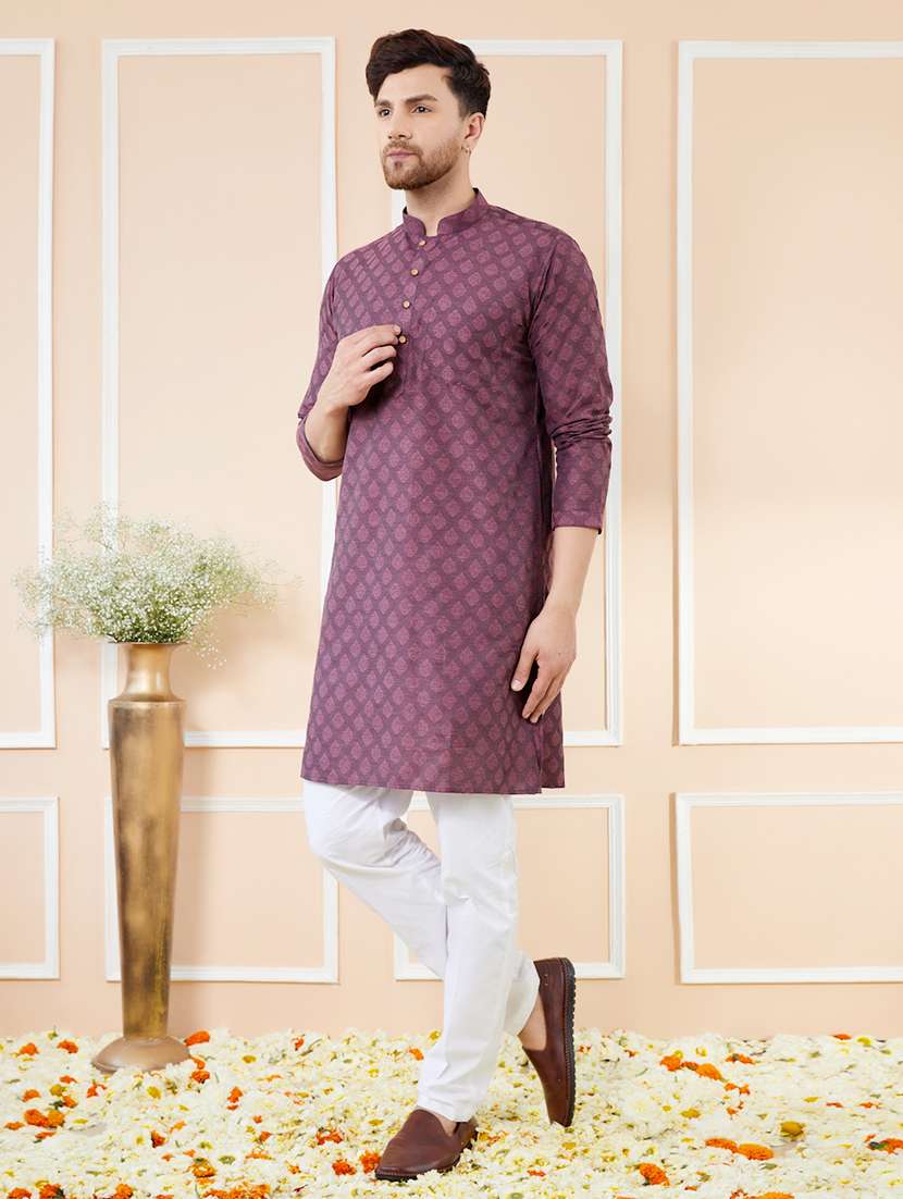 men printed long sleeve kurta - 22391934 -  Standard Image - 4