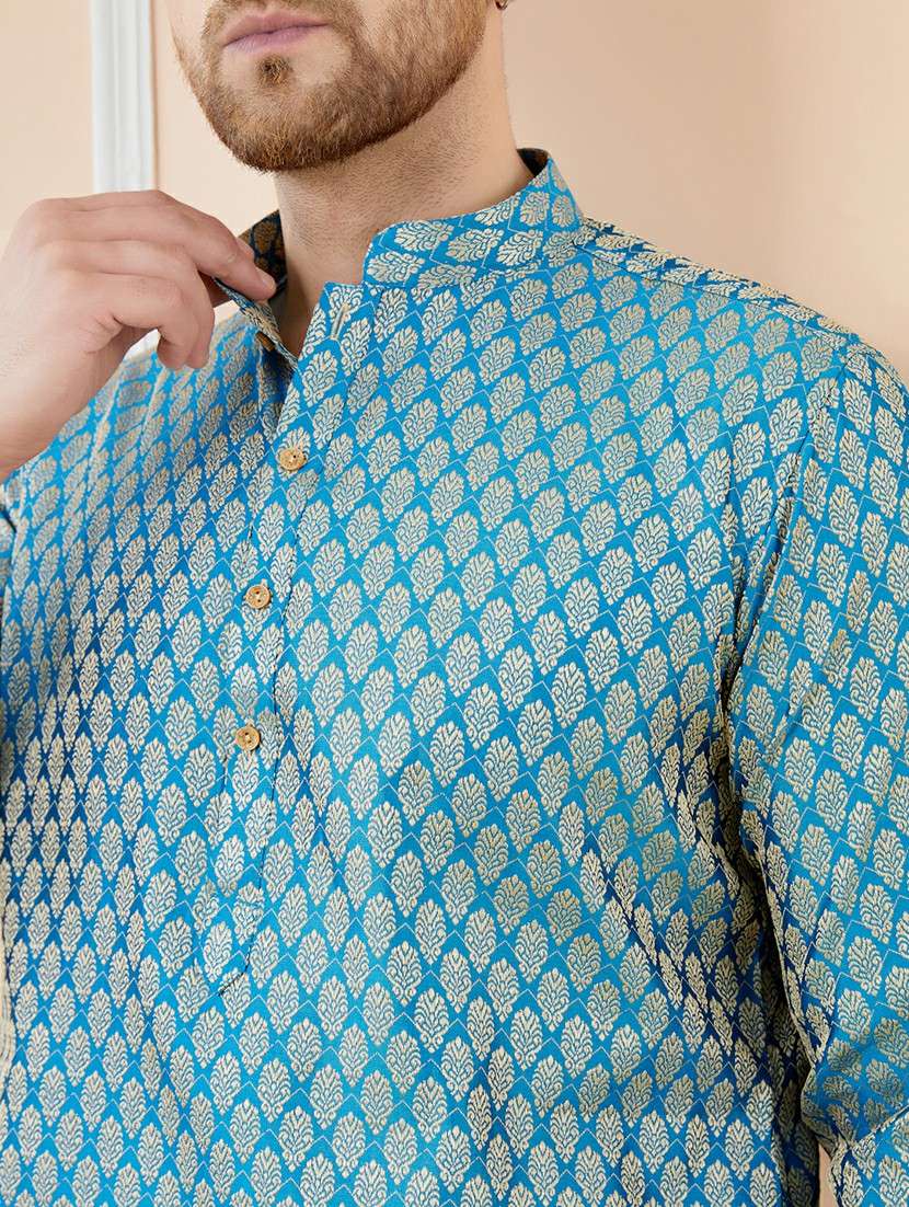 men printed long sleeve kurta - 22391935 -  Standard Image - 1