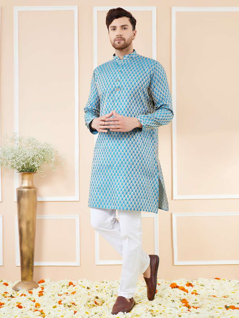 men printed long sleeve kurta - 22391935 -  Standard Image - 4