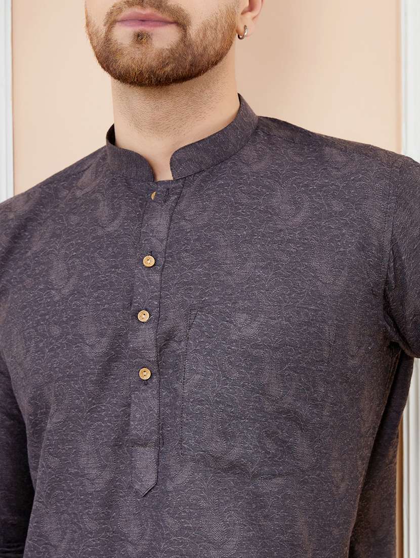 men embroidered long sleeve kurta - 22391936 -  Standard Image - 1