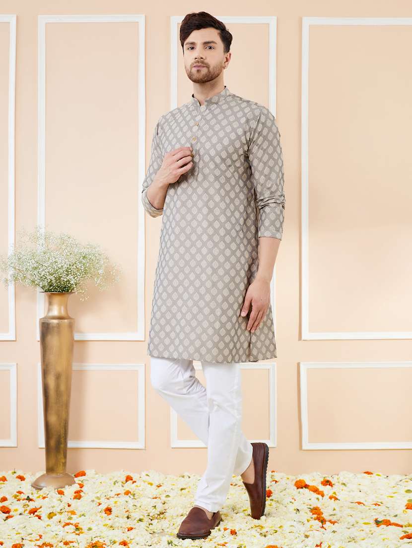 men self design long sleeve kurta - 22391937 -  Standard Image - 4