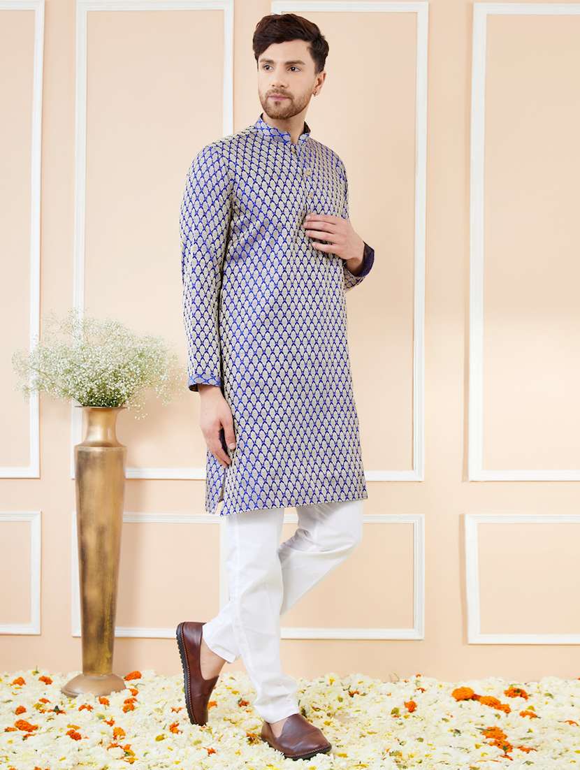men self design long sleeve kurta - 22391939 -  Standard Image - 4