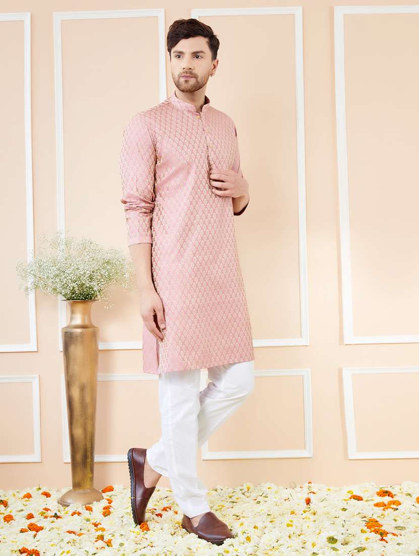 men self design long sleeve kurta - 22391940 -  Standard Image - 4