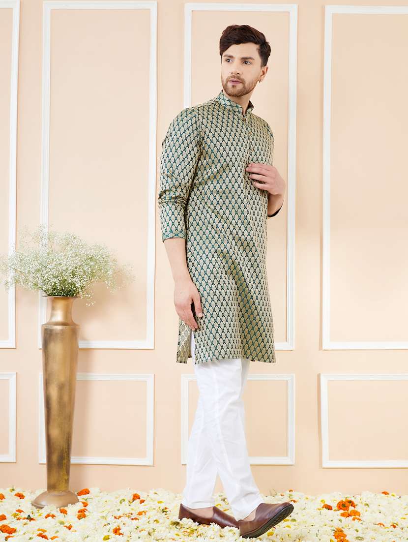 men self design long sleeve kurta - 22391942 -  Standard Image - 4