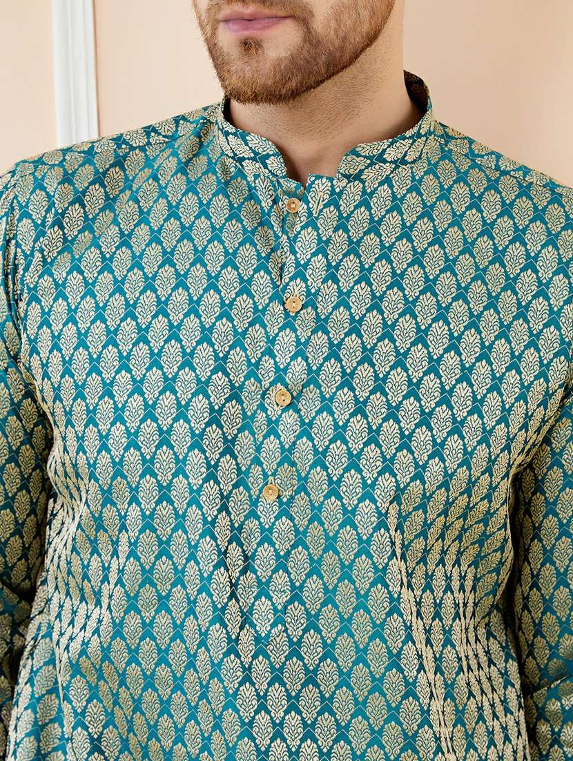 men self design long sleeve kurta - 22391944 -  Standard Image - 1