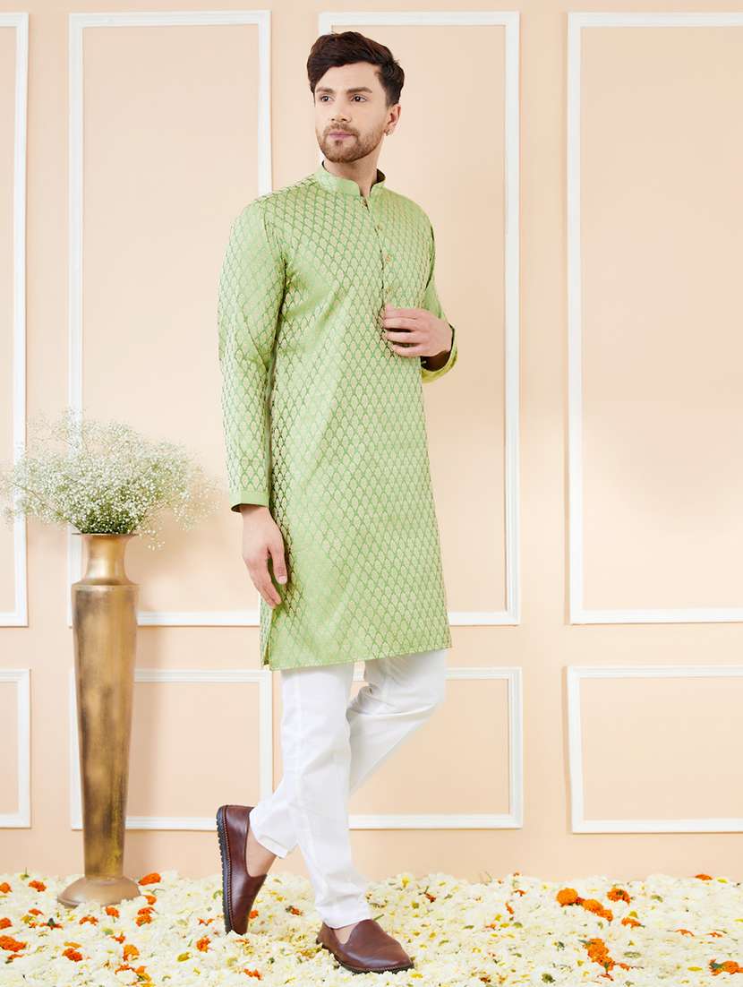 men self design long sleeve kurta - 22391945 -  Standard Image - 4