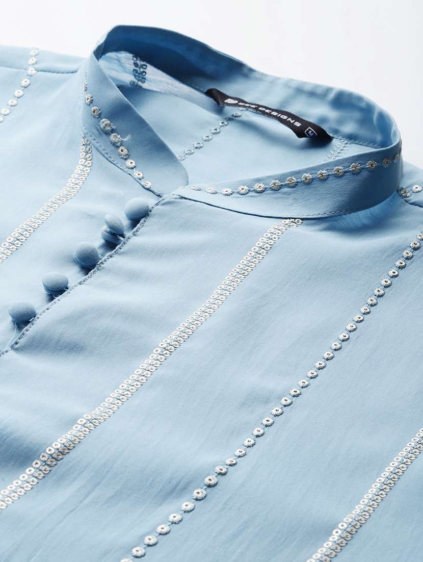 men self design long sleeve kurta - 22391946 -  Standard Image - 1