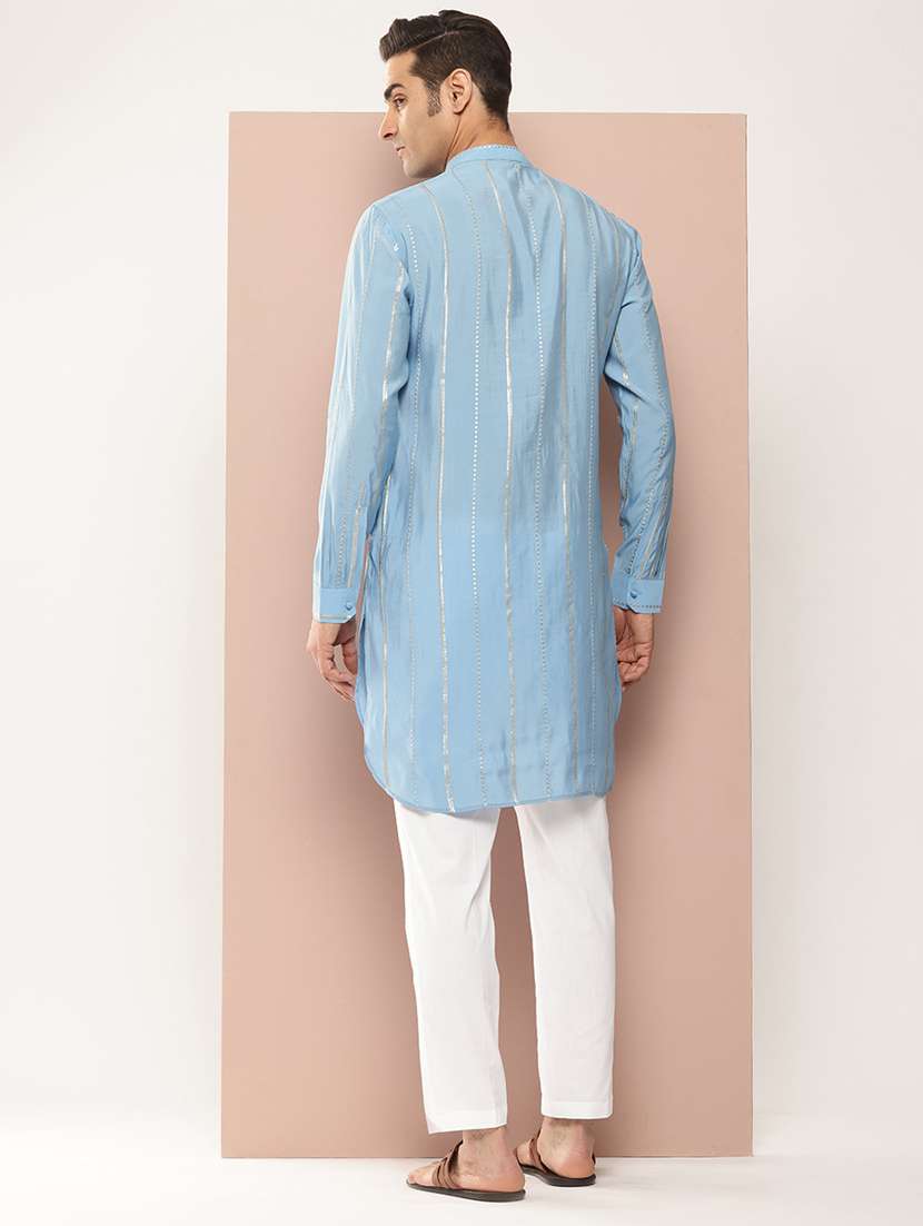 men self design long sleeve kurta - 22391946 -  Standard Image - 4