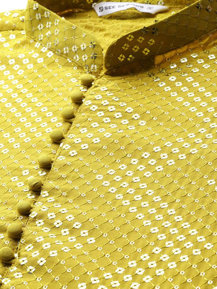 men self design long sleeve kurta - 22391947 -  Standard Image - 1