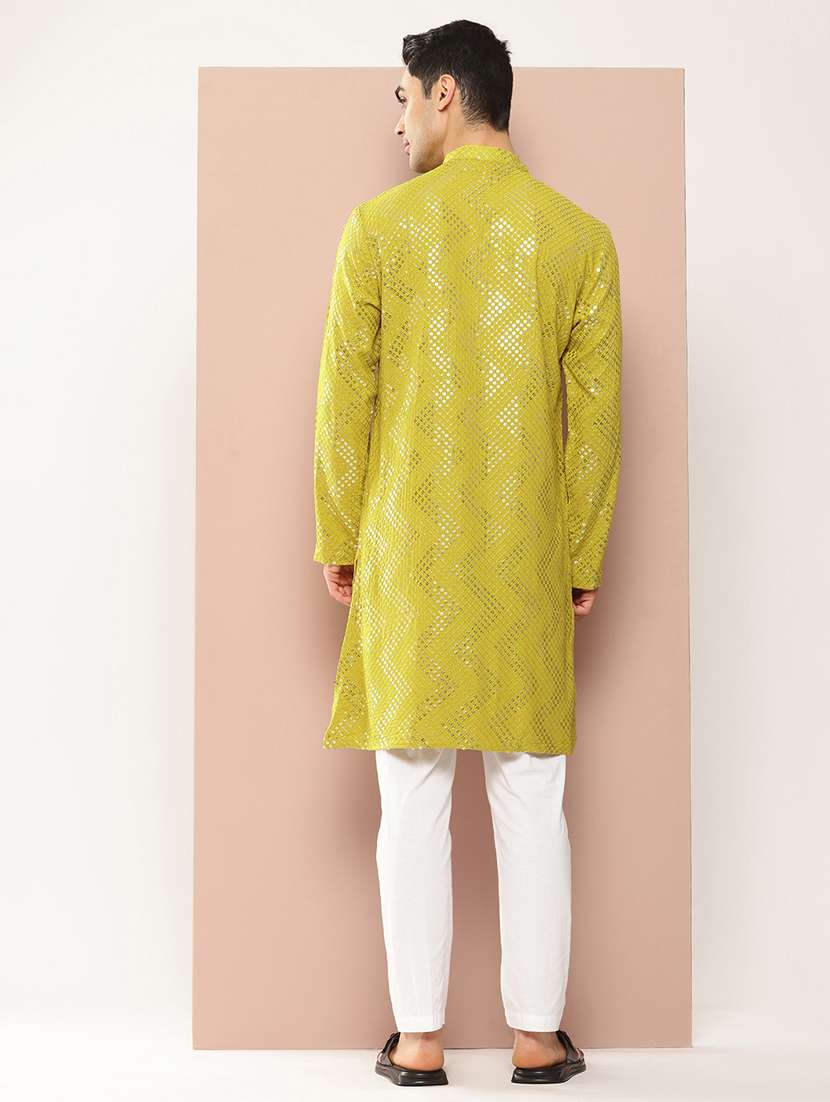 men self design long sleeve kurta - 22391947 -  Standard Image - 4