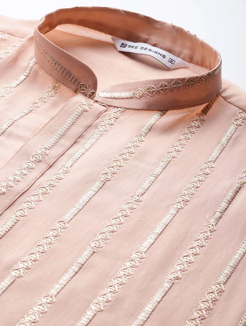 men self design long sleeve kurta - 22391948 -  Standard Image - 1