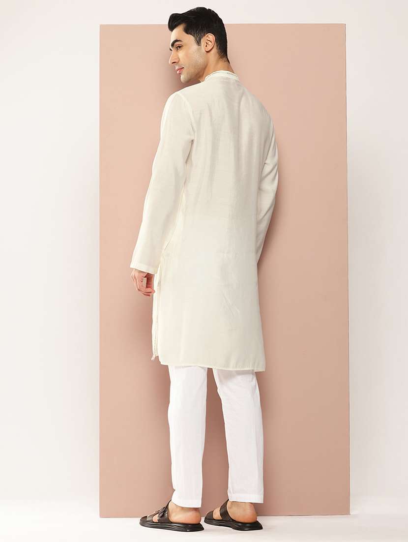 men self design long sleeve kurta - 22391949 -  Standard Image - 4