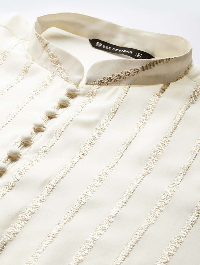 Men Self Design Long Sleeve Kurta - 22391950 -  Standard Image - 1