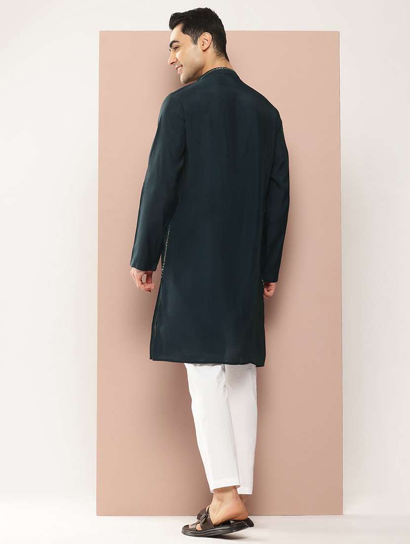 men self design long sleeve kurta - 22391951 -  Standard Image - 4