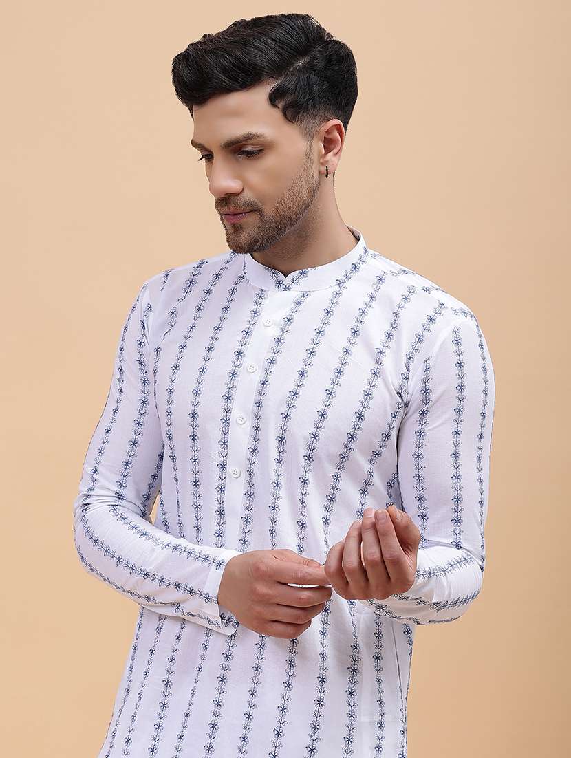 men printed long sleeve kurta - 22391979 -  Standard Image - 1