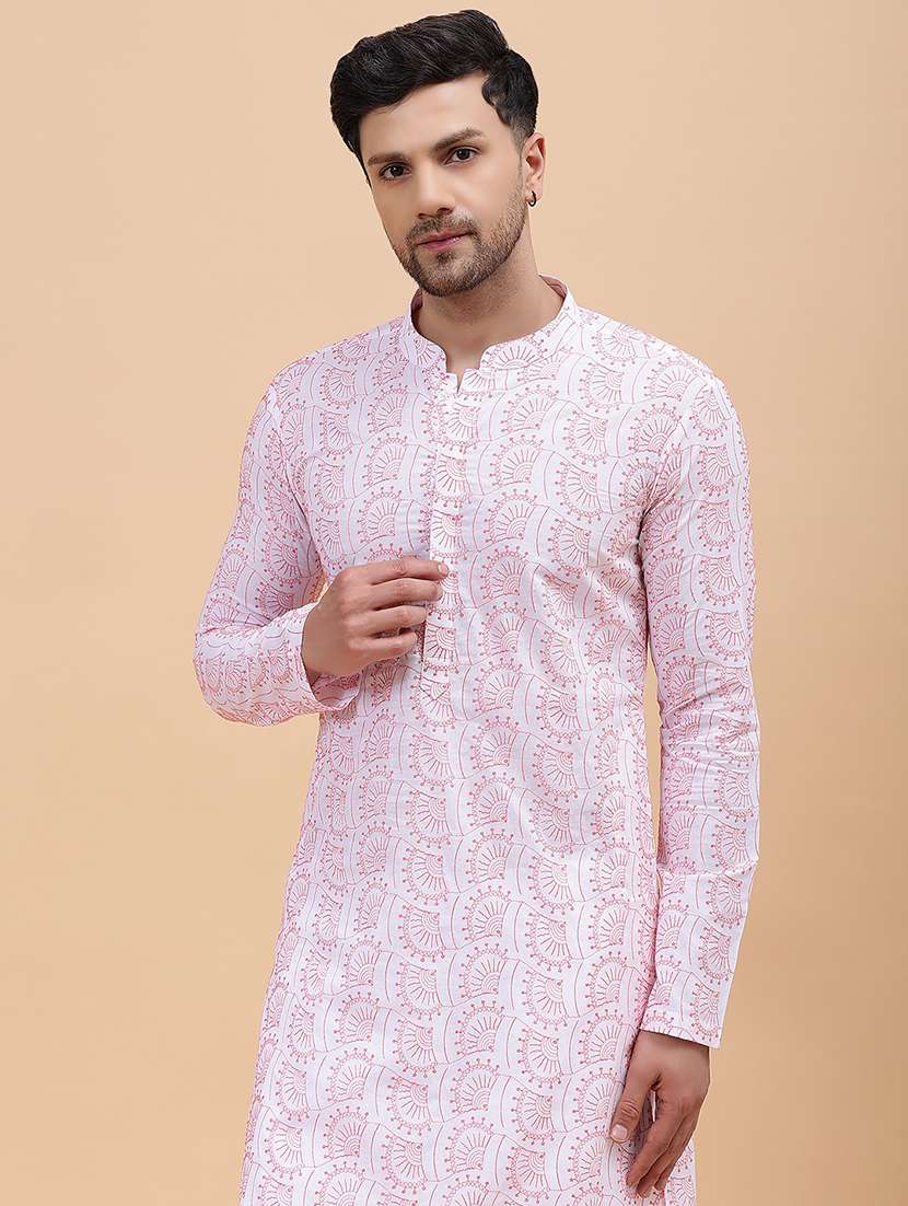 men printed long sleeve kurta - 22391980 -  Standard Image - 1