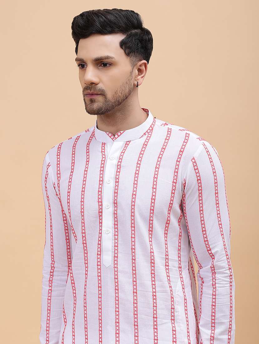 men striped long sleeve kurta - 22391984 -  Standard Image - 1