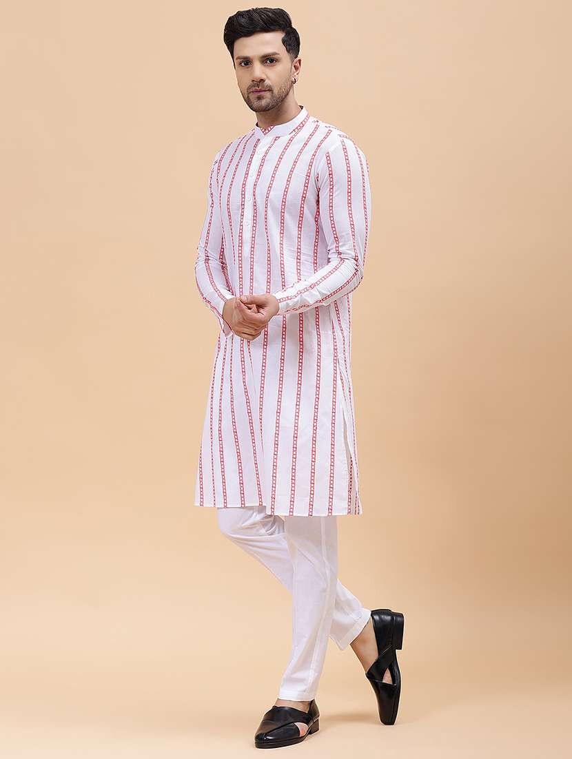men striped long sleeve kurta - 22391984 -  Standard Image - 4