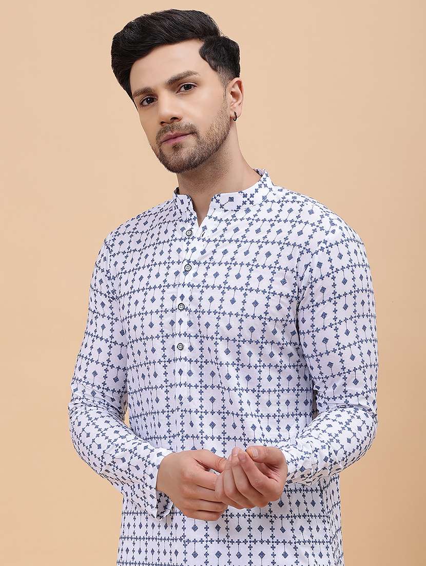 men printed long sleeve kurta - 22391986 -  Standard Image - 1
