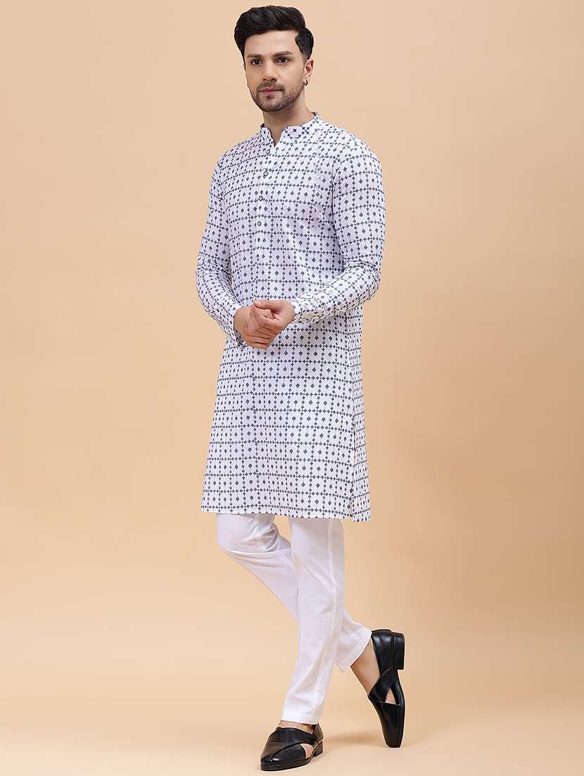 men printed long sleeve kurta - 22391986 -  Standard Image - 4