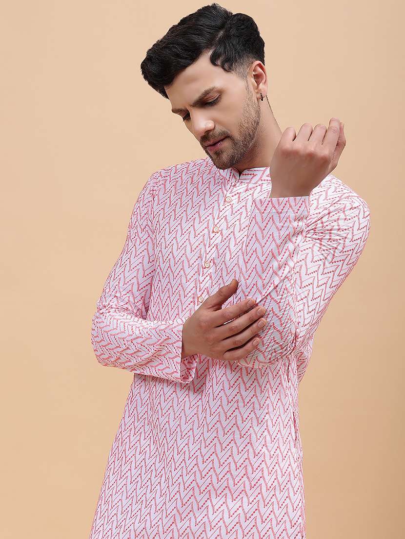 men printed long sleeve kurta - 22391990 -  Standard Image - 1