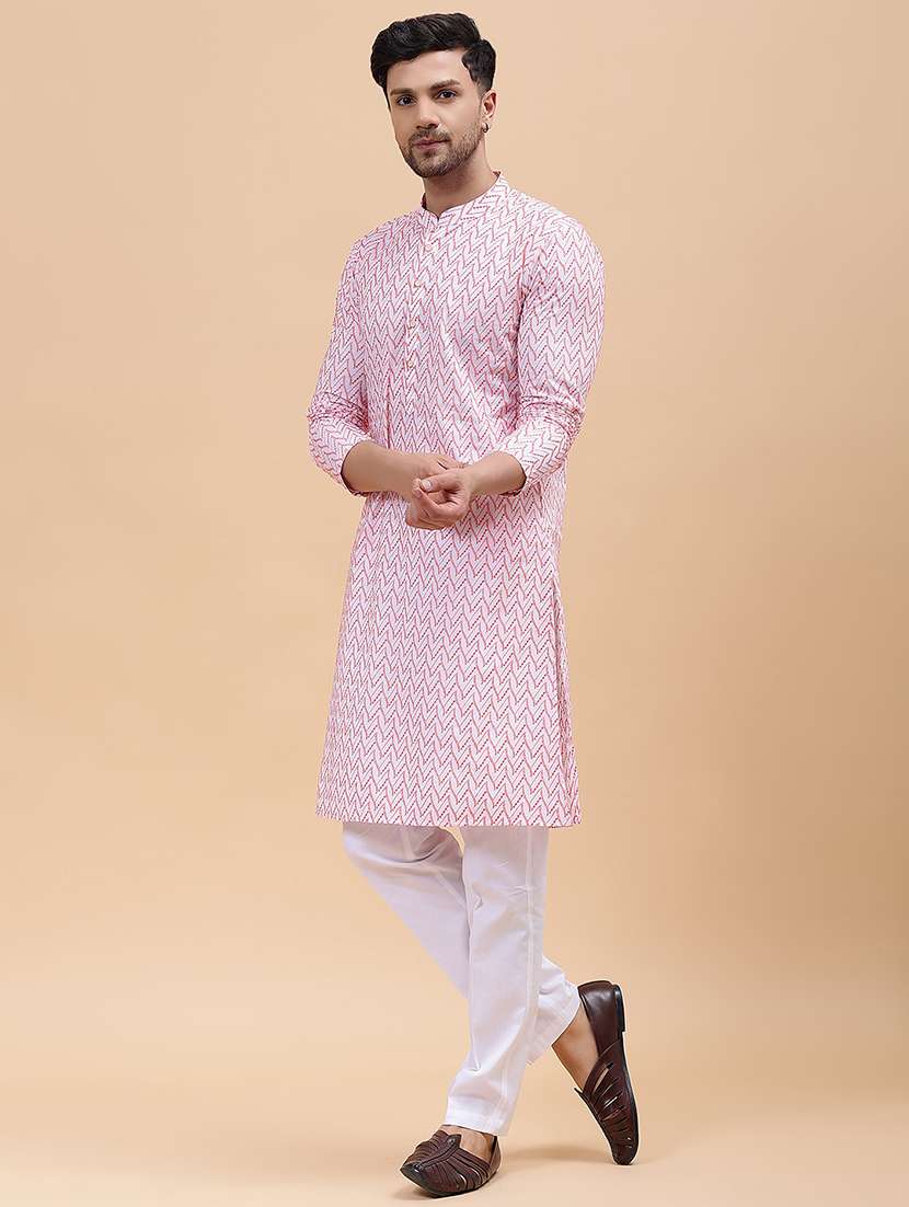 men printed long sleeve kurta - 22391990 -  Standard Image - 4