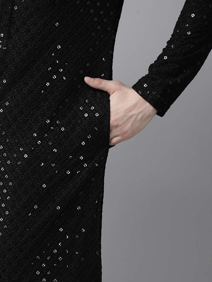 men mandarin neck long sleeve kurta - 22391993 -  Standard Image - 1