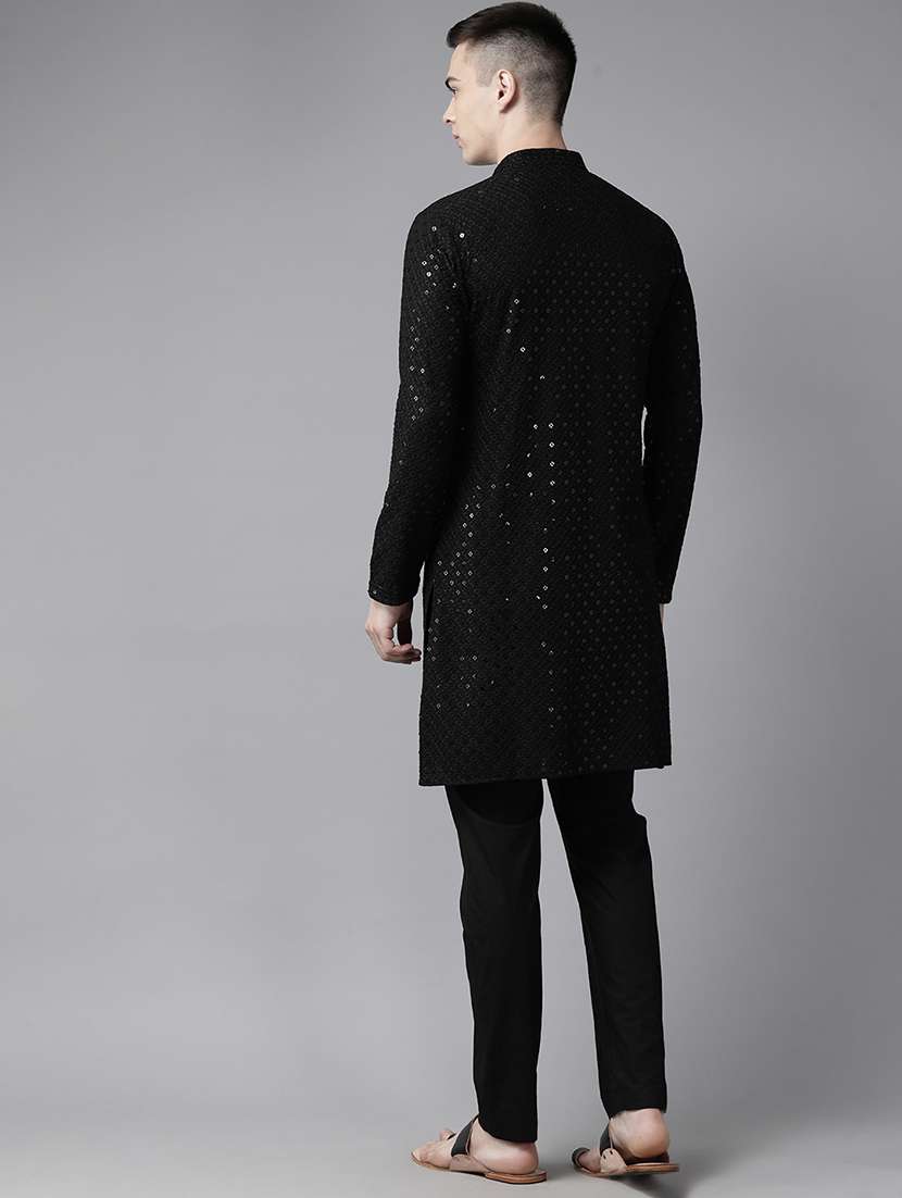 men mandarin neck long sleeve kurta - 22391993 -  Standard Image - 4