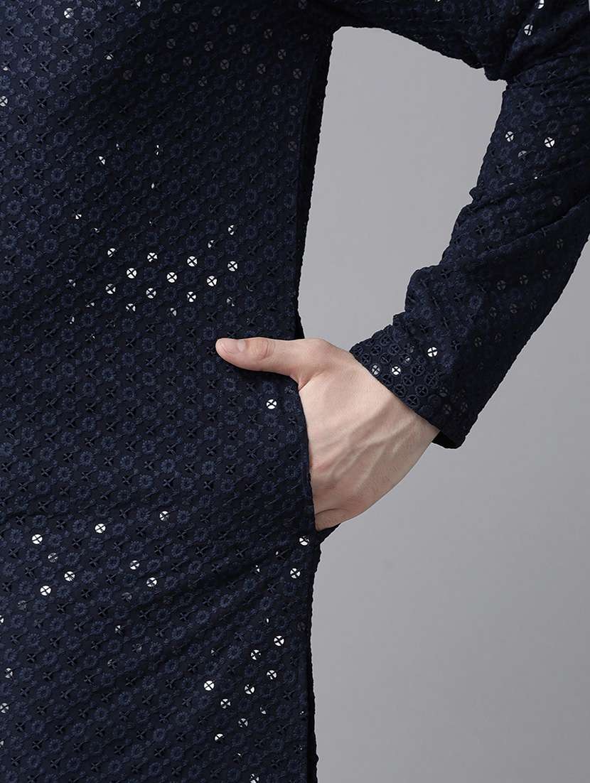 men mandarin neck long sleeve kurta - 22391999 -  Standard Image - 1