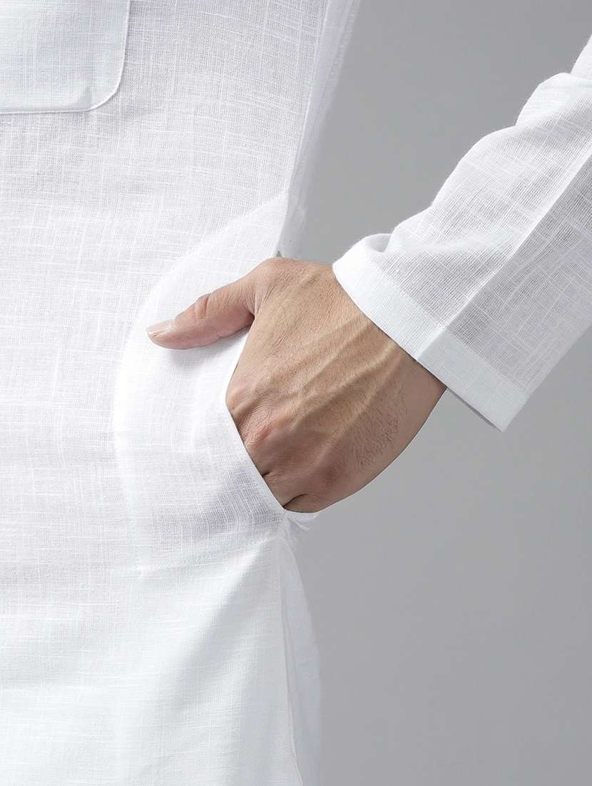 men mandarin neck long sleeve kurta - 22392007 -  Standard Image - 1
