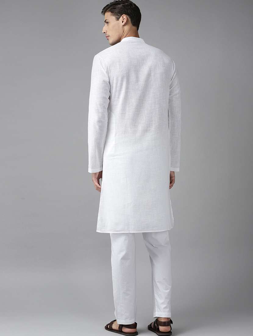 men mandarin neck long sleeve kurta - 22392007 -  Standard Image - 4