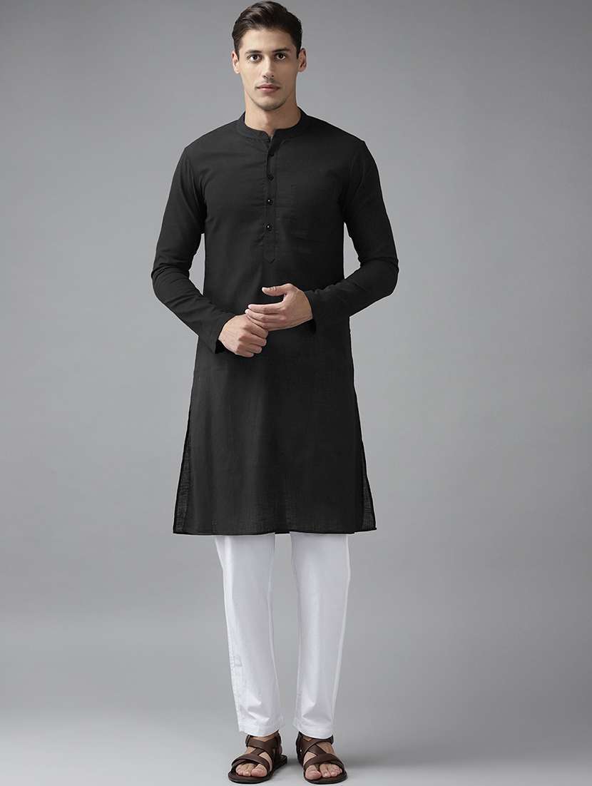 men mandarin neck long sleeve kurta